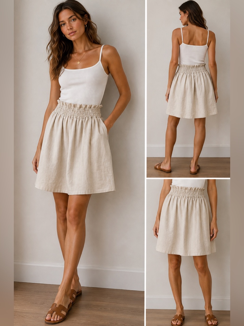 J. Crew Cream Elastic-Waist Mini Skirt